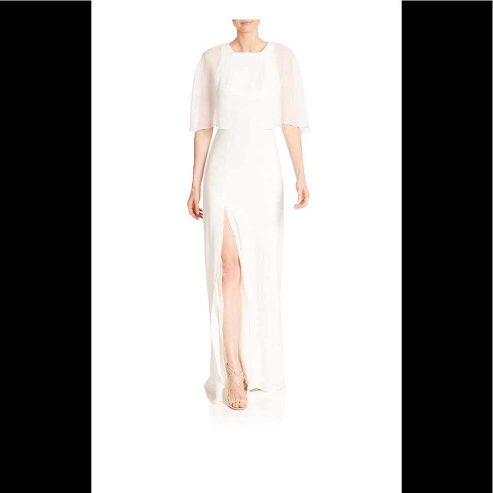 Halston heritage ivory Dress Maxi Short Sleeve